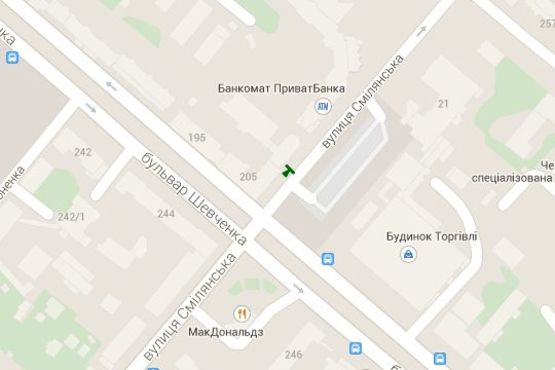 Схема рекламної площини за адресою Шевченка бульв. - Смілянська вул.