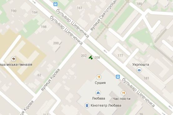 Схема рекламной плоскости по адресу Шевченка бульв. - Святотроїцька вул. (Кірова вул.)