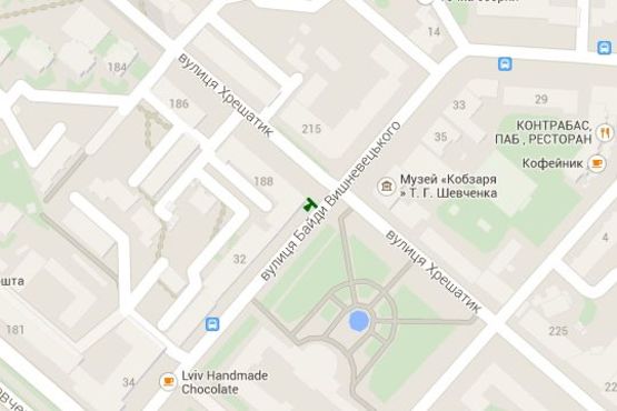 Схема рекламной плоскости по адресу Хрещатик вул. - Байди-Вишневецького вул.