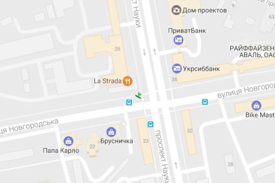 Схема рекламной плоскости по адресу Науки просп. (Леніна просп.) - Новгородська вул., №2 (№1)