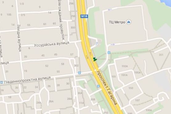 Схема рекламної площини за адресою Гагаріна просп. - Південнопроектна вул., (зупинка)