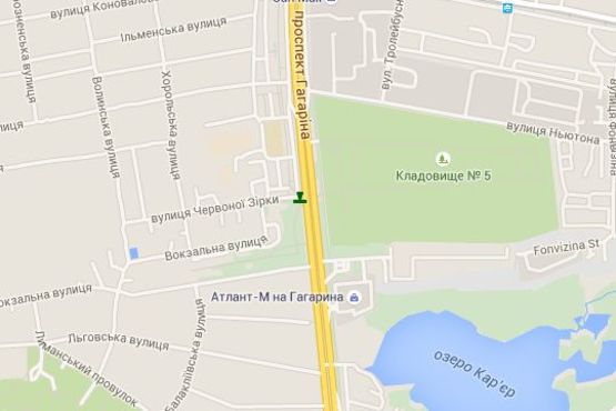 Схема рекламної площини за адресою Гагаріна просп. - Пильчикова вул. (Червоної Зірки вул.), (зупинка)