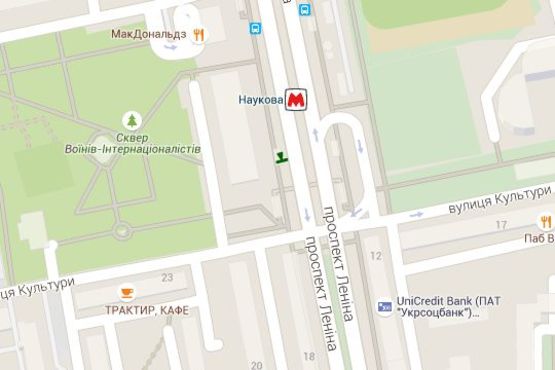 Схема рекламної площини за адресою Науки просп. (Леніна просп.) - Культури вул., (зупинка)