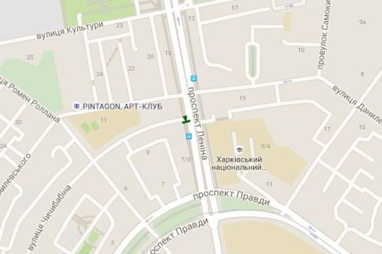 Схема рекламной плоскости по адресу Науки просп. (Леніна просп.), 7 - Бориса Чичибабіна вул.