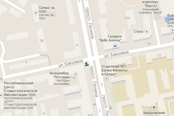 Схема рекламной плоскости по адресу Науки просп. (Леніна просп.), 9 - Бакуліна (Дзержинський р-н) вул.