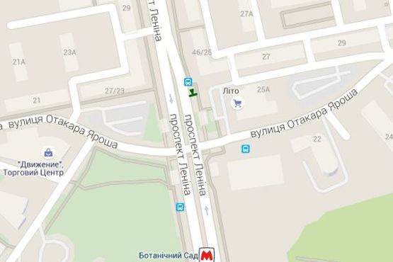 Схема рекламной плоскости по адресу Науки просп. (Леніна просп.) - Яроша Отакара вул., (зупинка) №2