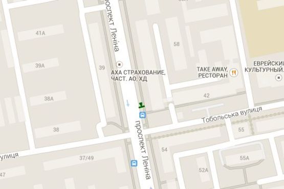 Схема рекламной плоскости по адресу Науки просп. (Леніна просп.) - Тобольська вул., (зупинка) №2