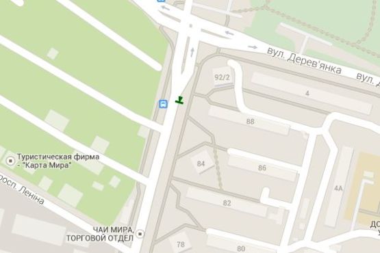 Схема рекламной плоскости по адресу Науки просп. (Леніна просп.), 88 (зупинка)