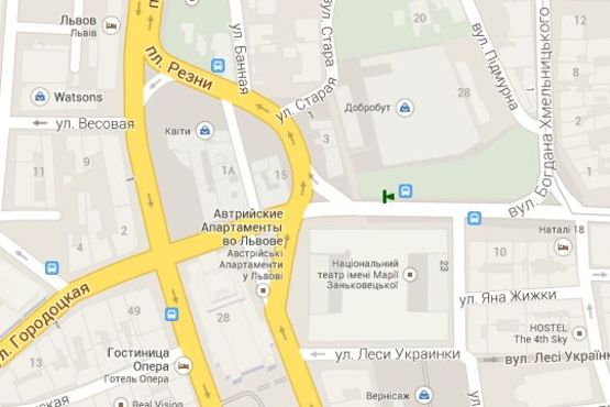 Схема рекламной плоскости по адресу Князя Ярослава Осмомисла пл. - Театральна вул., (№1)