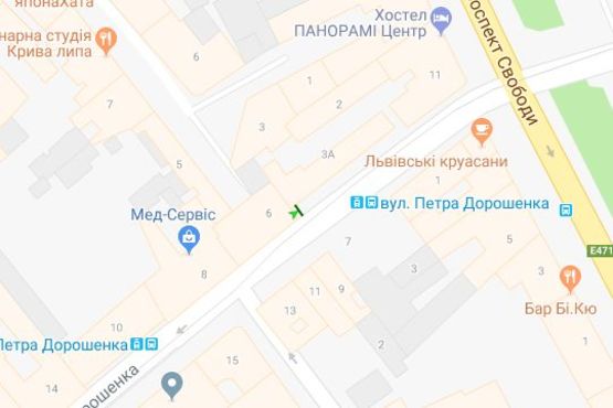 Схема рекламной плоскости по адресу Петра Дорошенко вул., (№2)