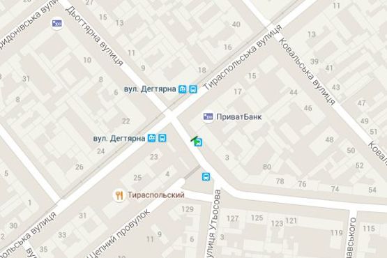 Схема рекламної площини за адресою Дьогтярна вул., 5 - Тираспольська вул. (остановка)