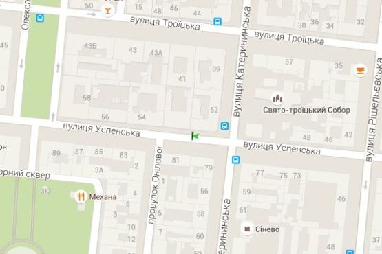 Схема рекламної площини за адресою Успенська вул. - Єкатеринінська вул., 52 (остановка)