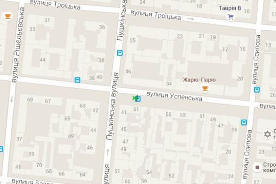 Схема рекламної площини за адресою Успенська вул., 61 - Пушкінська вул.