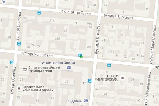 Схема рекламної площини за адресою Успенська вул., 20 - Канатна вул. (остановка)