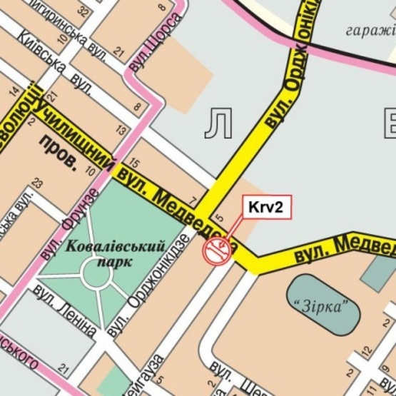 Схема рекламної площини за адресою Чикаленка Евгения ул. -  Кавалерейськая ул. (Медведева ул. - Орджоникидзе ул. (левый)), (БЦ "Акустика", "Ельворти", ПриватБанк, "Експоцентр", УкрСибБанк), в направл. ул. В.Черновола