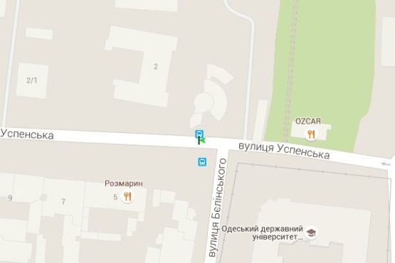 Схема рекламной плоскости по адресу Успенська вул., 2 - Леонтовича вул. (Белінського вул.) (остановка)