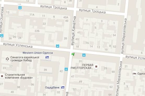 Схема рекламной плоскости по адресу Успенська вул. - Канатна вул., 45 (№1)