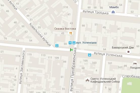 Схема рекламної площини за адресою Успенська вул. - Преображенська вул., 47 (№1)