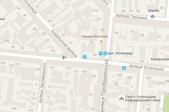 Схема рекламної площини за адресою Успенська вул., 72 - Кузнечна вул.