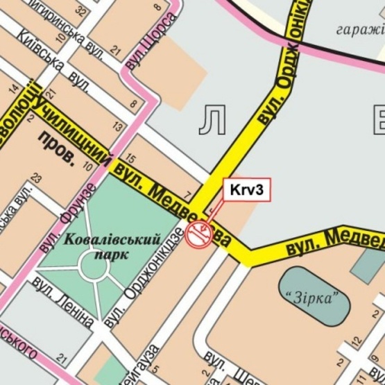 Схема рекламної площини за адресою Чикаленка Евгения ул. -  Кавалерейськая ул. (Медведева ул. - Орджоникидзе ул.) (правый), (БЦ "Акустика", "Ельворти", ПриватБанк, "Експоцентр", УкрСибБанк), в направл. ул. В.Черновола