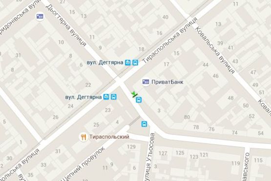 Схема рекламной плоскости по адресу Дьогтярна вул., 5 - Тираспольська вул. (остановка)