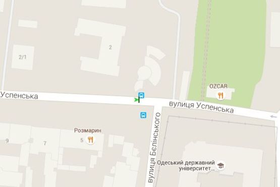 Схема рекламной плоскости по адресу Успенська вул., 2 - Леонтовича вул. (Белінського вул.) (остановка)