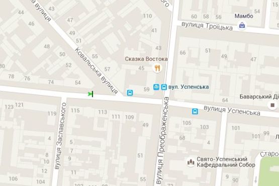 Схема рекламної площини за адресою Успенська вул., 72 - Кузнечна вул.