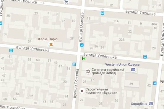 Схема рекламної площини за адресою Успенська вул. - Осипова вул., 19