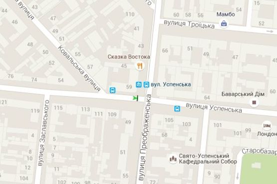 Схема рекламної площини за адресою Успенська вул. - Преображенська вул., 47