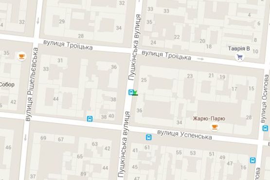 Схема рекламной плоскости по адресу Пушкінська вул. - Троїцька вул. (остановка)