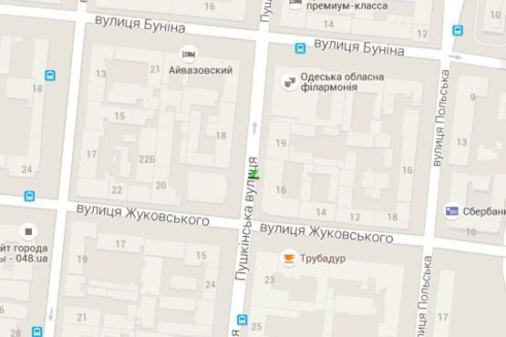 Схема рекламной плоскости по адресу Пушкінська вул. - Жуковського вул. (остановка)