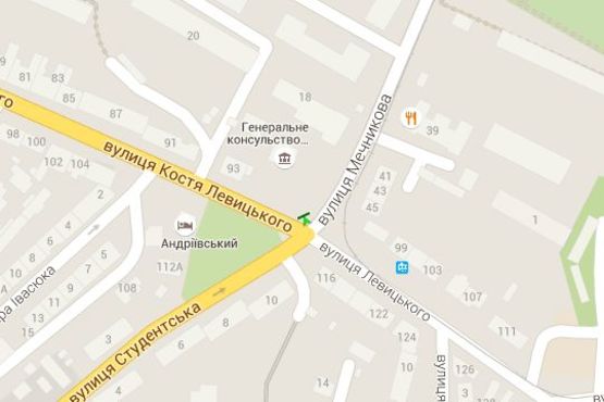 Схема рекламної площини за адресою Іллі Мечникова вул. - Левицького К. вул. (№1)