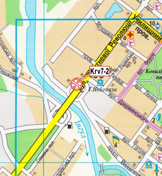 Схема рекламної площини за адресою Вокзальная ул. (Октябрьской революции ул.) (магазин бытовой химии "Чистюля", парикмахерская "Изумруд"), в сторону прос. Победы