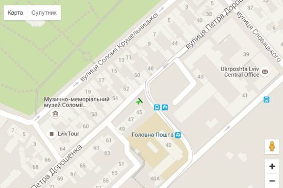 Схема рекламної площини за адресою Петра Дорошенко вул., 45 (в центр)