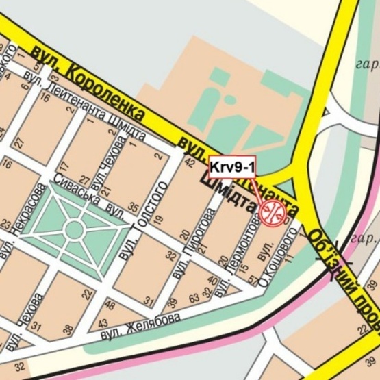 Схема рекламної площини за адресою Шухевича Романа ул. (Лейтенанта Шмидта ул.)- Лермонтова ул., (Автовокзал, магазин Фейерверков, "Аэрополь"), в направл. Александрийского шоссе