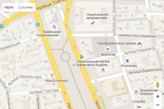 Схема рекламной плоскости по адресу Свободи просп., 22 - Низький Замок вул. (в центр)