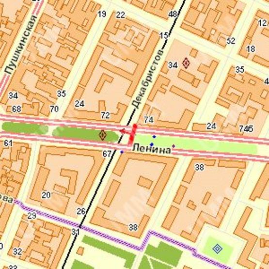 Схема рекламной плоскости по адресу Леніна просп. - Декабристів (Центральний р-н) вул., (№2)