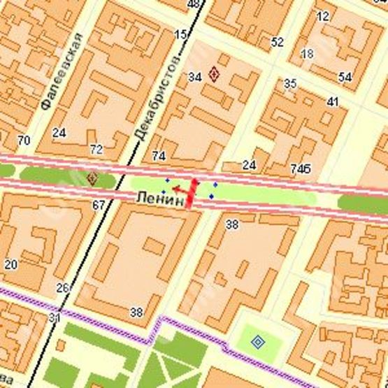 Схема рекламної площини за адресою Леніна просп. - Декабристів (Центральний р-н) вул., (№3)