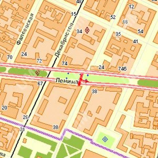 Схема рекламної площини за адресою Леніна просп. - Декабристів (Центральний р-н) вул., (№3)