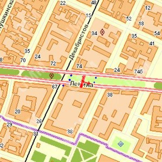 Схема рекламної площини за адресою Леніна просп. - Декабристів (Центральний р-н) вул., (№5)