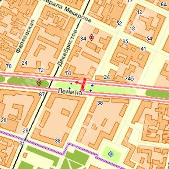 Схема рекламної площини за адресою Леніна просп. - Декабристів (Центральний р-н) вул., (№6)