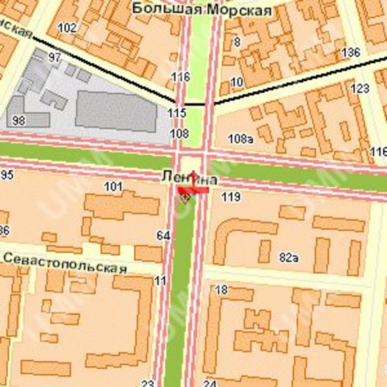 Схема рекламної площини за адресою Садова (центр) вул. - Леніна просп., (№2)