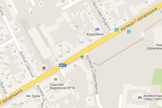Схема рекламной плоскости по адресу Городоцька вул., 85 - Евгенія Озаркевича вул. (від центру)
