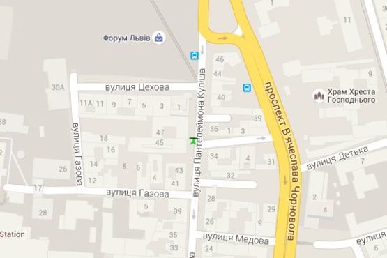 Схема рекламной плоскости по адресу Пантелеймона Куліша вул. - Цехова вул. (від центру)