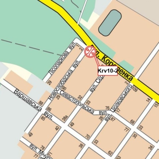 Схема рекламної площини за адресою Короленко ул. (на разделителе), (100м. К АЗС "ОККО") выезд из города на Черкассы