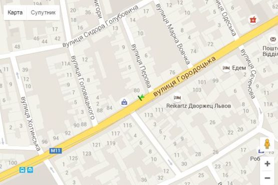 Схема рекламной плоскости по адресу Василя Перова вул. - Городоцька вул., 80 (від центру)