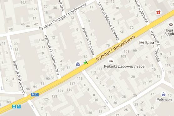 Схема рекламної площини за адресою Василя Перова вул. - Городоцька вул., 80 (в центр)