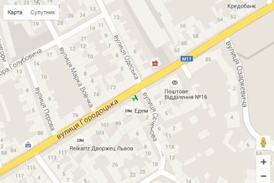 Схема рекламной плоскости по адресу Городоцька вул., 93 - Івана Сеченова вул. (в центр)