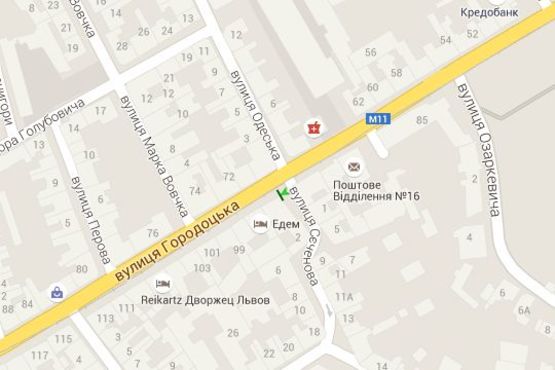 Схема рекламной плоскости по адресу Городоцька вул., 93 - Івана Сеченова вул. (від центру)