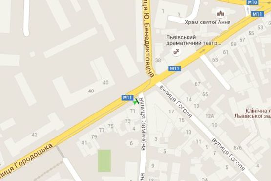 Схема рекламной плоскости по адресу Городоцька вул., 71 - Замкнена вул. (в центр)